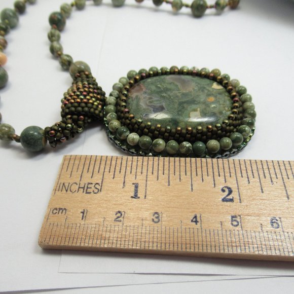 Rhyolite bead embroidered Necklace - Picture 8 of 15